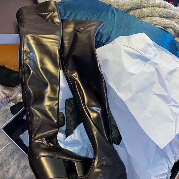 Prada Shoes - Prada OTK Leather Platform Boots